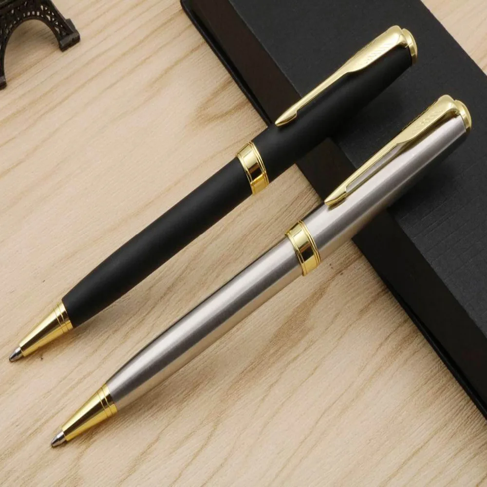 

HIGH QUALITY Drawing pattern silvery STAINLESS STEEL Matte black BALLPOINT PEN