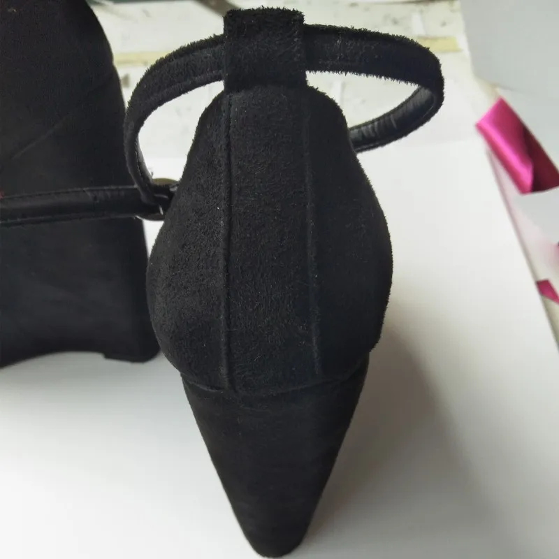 SHOFOO/shofoo, ; Элегантная модная обувь, замшевые, около 4,5 см, водонепроницаемые высота, 14,5 см туфли на танкетке женская обувь, женская обувь
