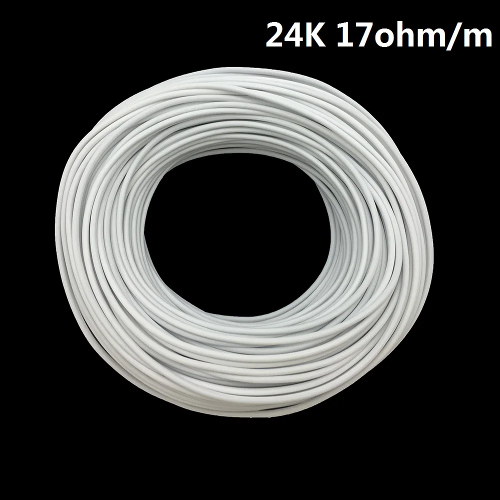 

24K 17ohm/m Infrared Carbon Underfloor Heating Cable 10/12.5/15/20/30/50/100m Warm Floor Heating Wire