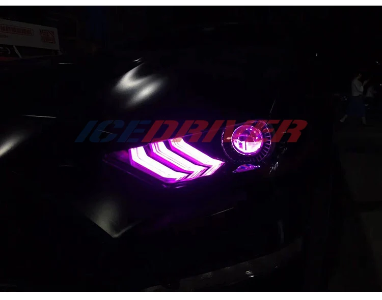 Icedriver для Ford Mustang DRL RGB многоцветный светодиодный доски- Противотуманные фары красные, синие демон освещение для глаз лампы