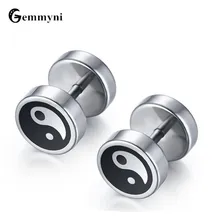

Stud Ethnic Vintage Earrings For Men Women Taiji Bagua Yin Yang Earrings Stainless Steel 2018 New Small Round Jewelry Party Gift