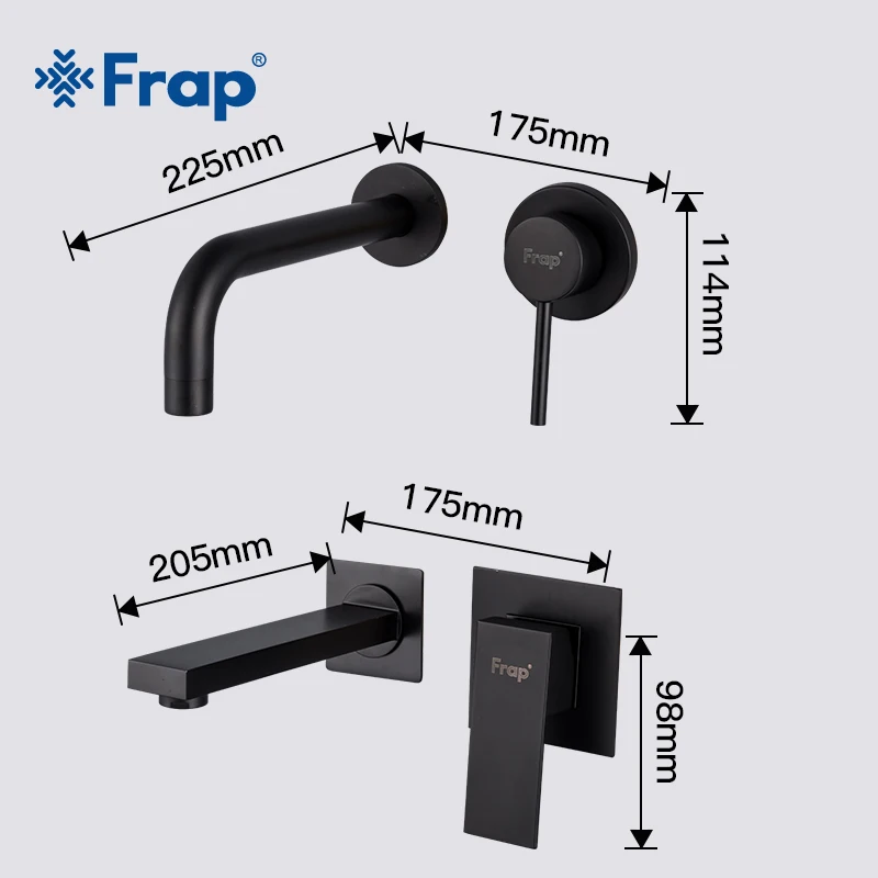 Kaufen FRAP Wand Montiert Becken Wasserhahn Messing Einzigen Handgriff Mischbatterie Hot   Cold Bad Wasser Bad Matt Schwarz Wasserhahn Waschbecken y10050  1