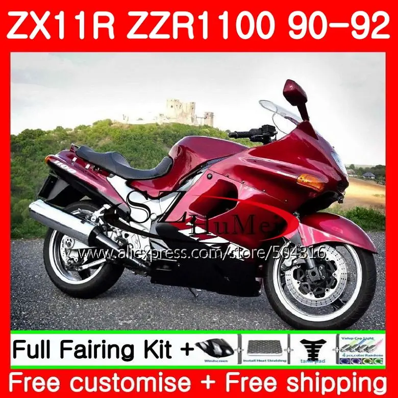 Корпус для KAWASAKI новый красный черный NINJA ZZR1100 ZX 11R ZX-11R ZZR 1100 5SH4 ZX11 ZX11R 90 91 92 1990 1991 1992