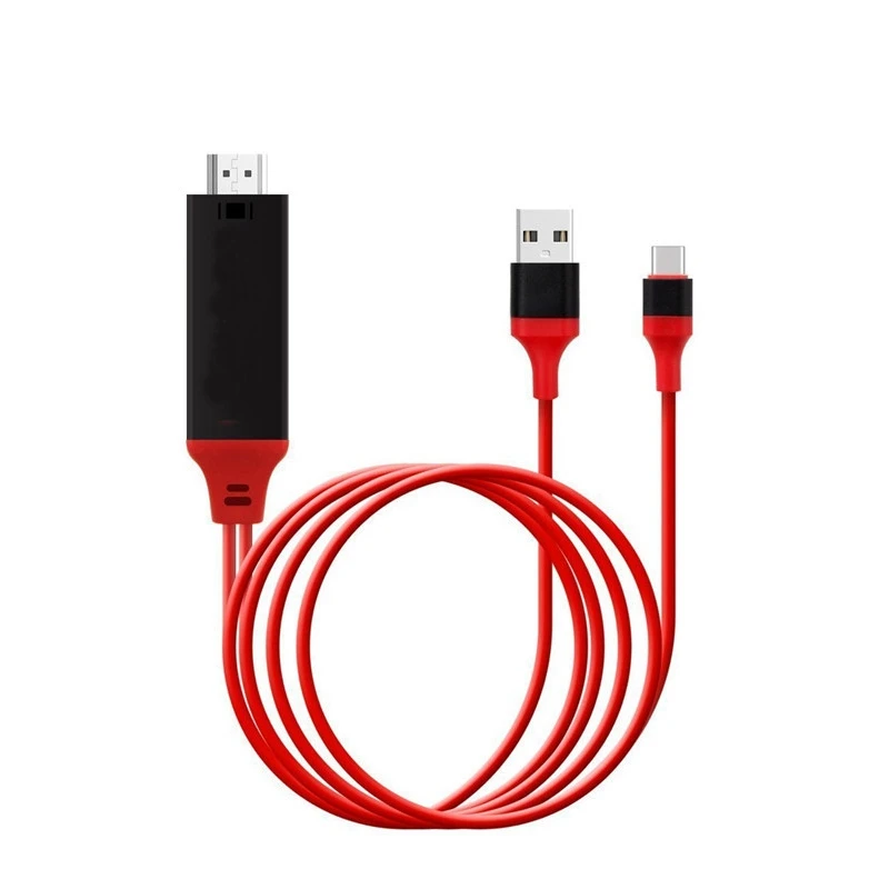 Black Red 2 м Тип C HDMI кабель Android телефон к ТВ адаптер USB C HD ТВ видео ссылка для MacBook Dell ASUS samsung S8 S9 S10 Plus Note10+ htc - Цвет: Black Red