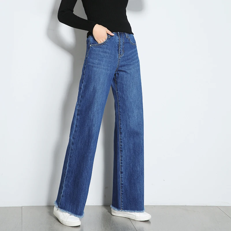 

Spring Autumn New Jeans Women High Waist Cowboy Wide Leg Pants Vintage Full Length Pants Loose Harajuku BF Denim Trousers