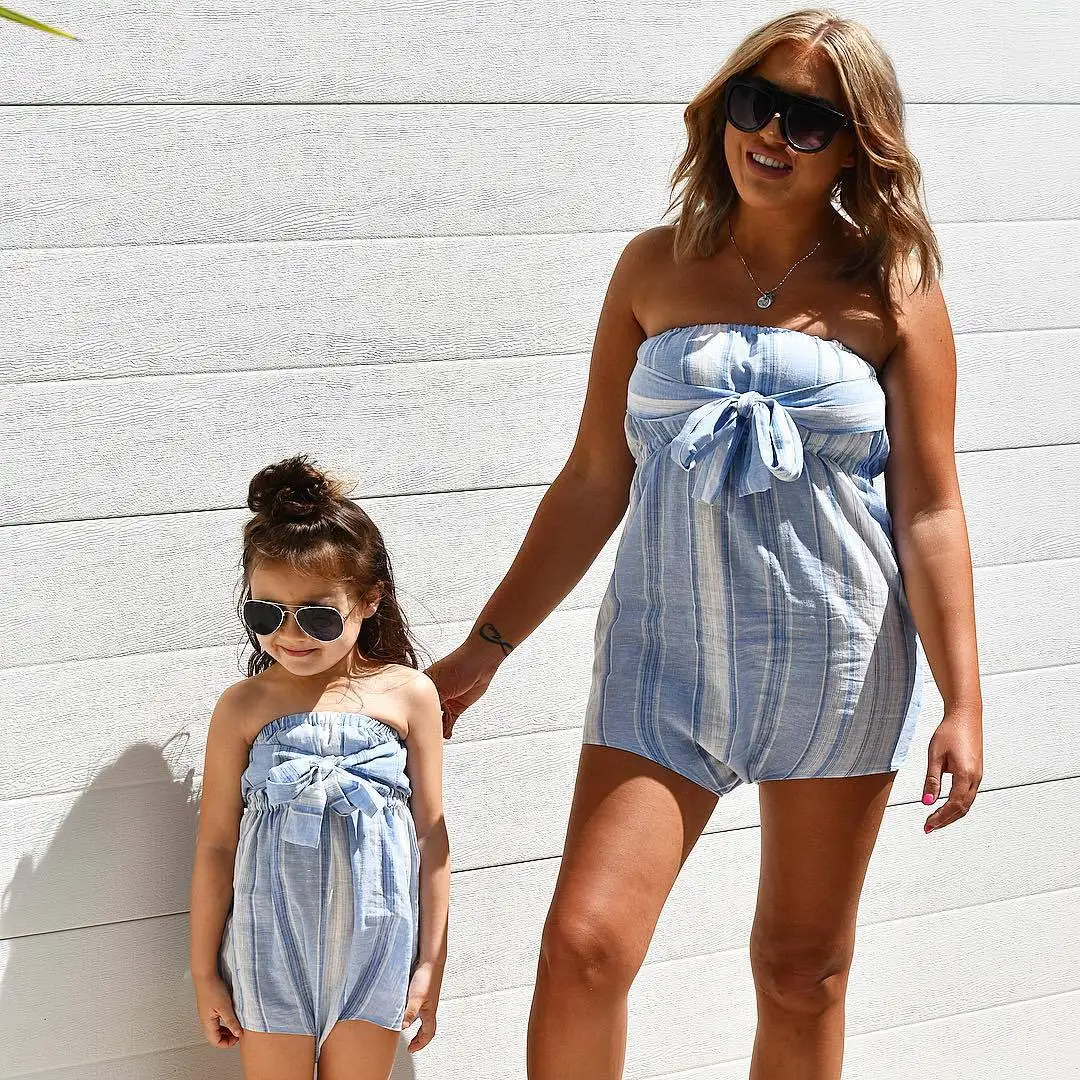 

mommy and me clothes matching outfits christmas 2019 new family look big sister boho baby fashion casual striped sleeveless