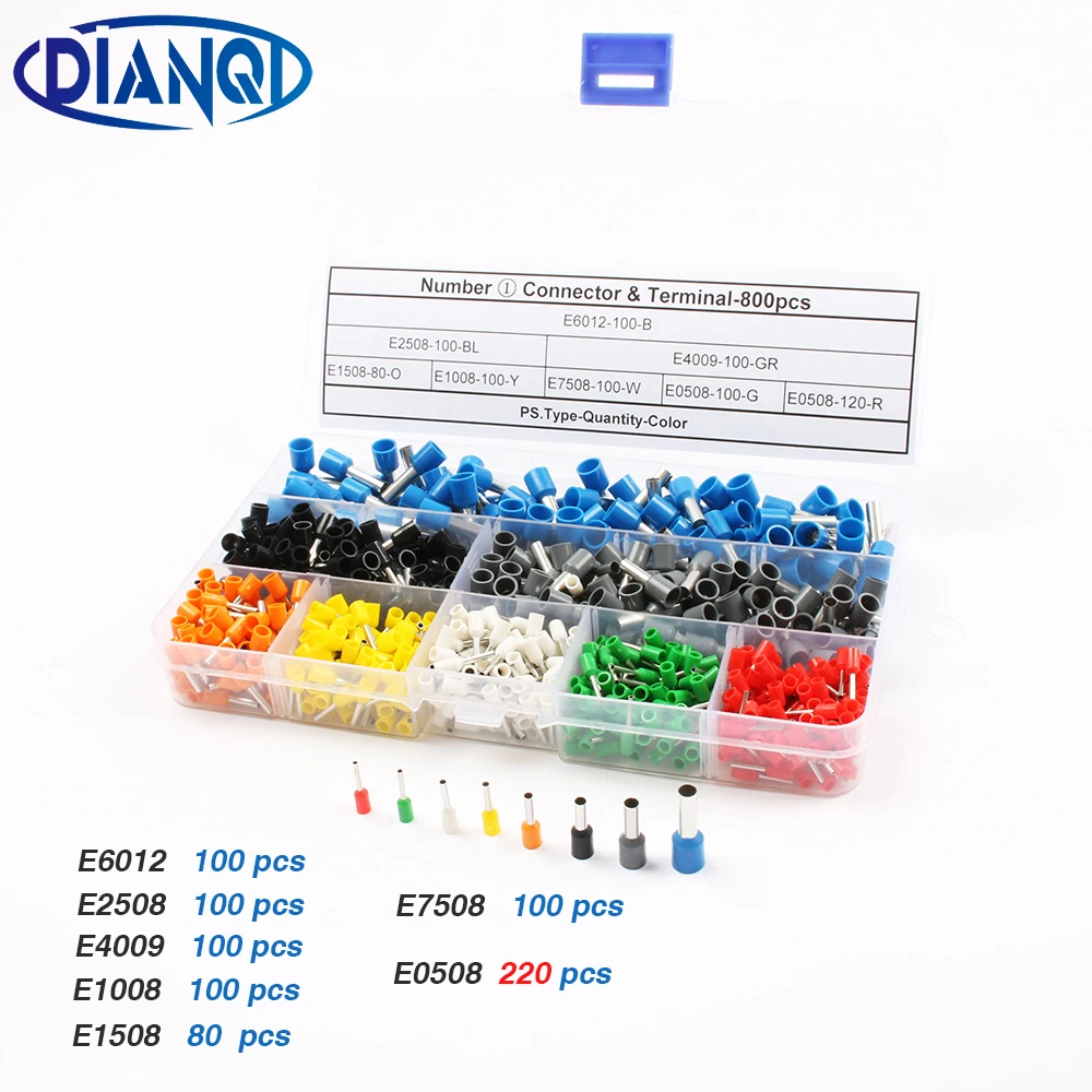 

800pcs Cable Wire Terminal Connector Set Crimp Tool Kit Set AWG 10-23 Tube insulating terminals Crimp Terminals Connectors
