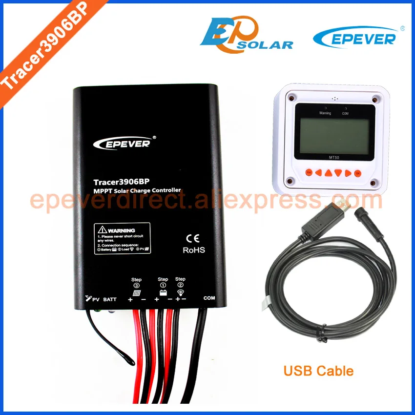 

12v battery charge controller 15A 15amp MT50 meter USB cable Tracer3906BP tracer mppt EPEVER original product