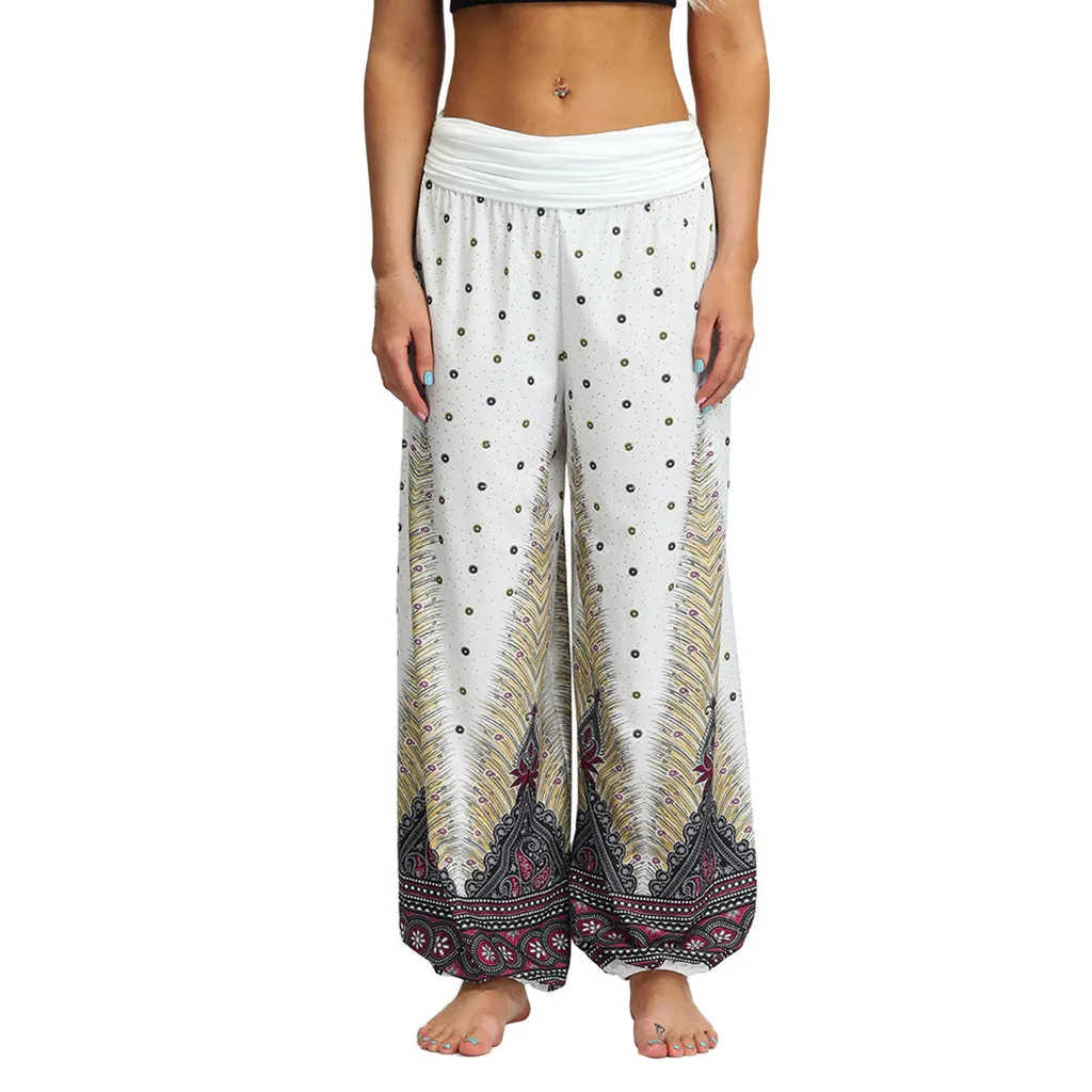 

Sexy Women Fashion Loose Yoga Trousers Baggy Boho Aladdin Harem Pants Yoga Sports Bohemian Style Full Length Print Trousers N20