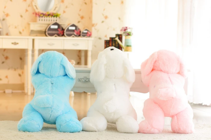 Один кусок красочные светодиодный светящиеся собаки светящиеся плюшевые игрушки для детей для девочек, белые детские игрушки собаки для детей игрушки