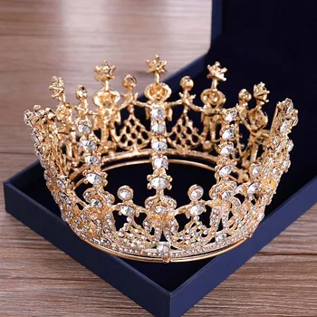 

Women Girls Elegant Shining Wedding Crystal Tiara Crowns Full Circle Round Crowns Diadem Popular Bride Hair Jewelry LB