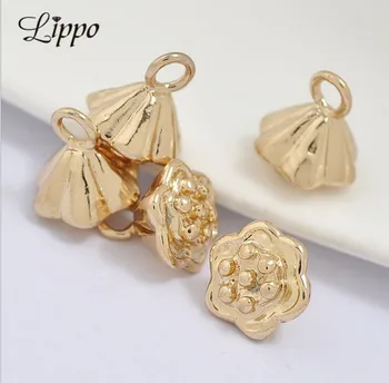 

10pcs 24k gold color plated Lotus Seed Charm Metal Copper Plant Pendants Charms Diy Necklace Bag&Key Chain Decoration Parts