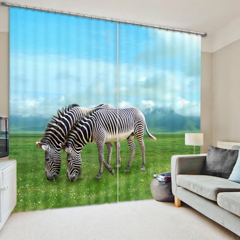 

Plains Zebra print three-dimensional living room curtains