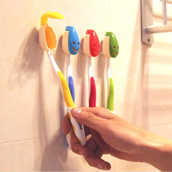 Прекрасный смайлик держатель для зубных щеток крепкая присоска товары для дома, ванной 4 шт