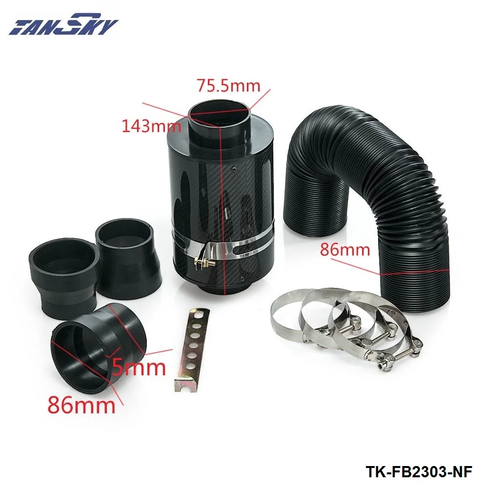 Универсальный индукционный комплект для холодной подачи и карбоновый фильтр для воздухозаборника без вентилятора для Ford Mustang 86-93 TK-FB2303-NF