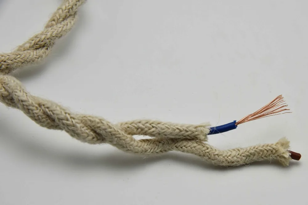 1/2/3/5M Винтаж веревка текстильный провод 2 ядра 0,75 мм витой кабель Электрический кабель в оплетке Ретро подвесной светильник на тросах шнур