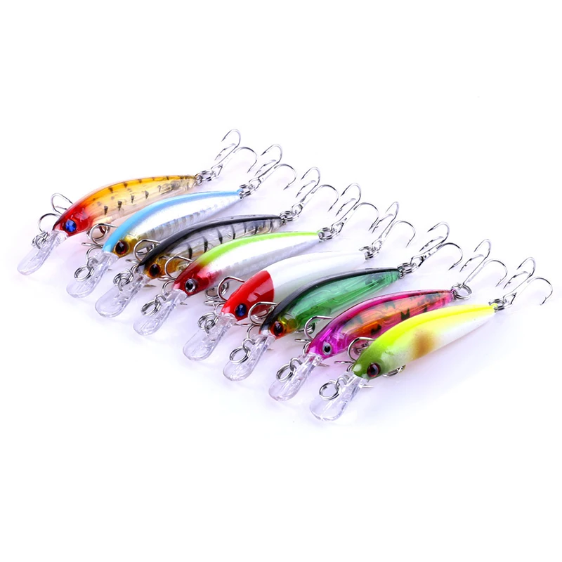 1pcs Minnow Fishing Lures 8 color fishing Bait Bass 7cm/4g fishing Tackle Transparent laser