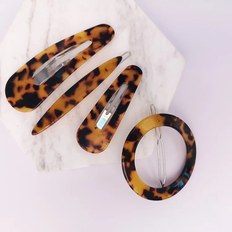 

New 1pcs Amber Leopard Clips Acrylic Hair Clips Geometric Round Waterdrop Hairpin Headwear Accessories Beauty styling tools