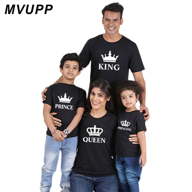 Наряды для принцесс king queen prince подходящая одежда футболка семьи отца мамы дочери