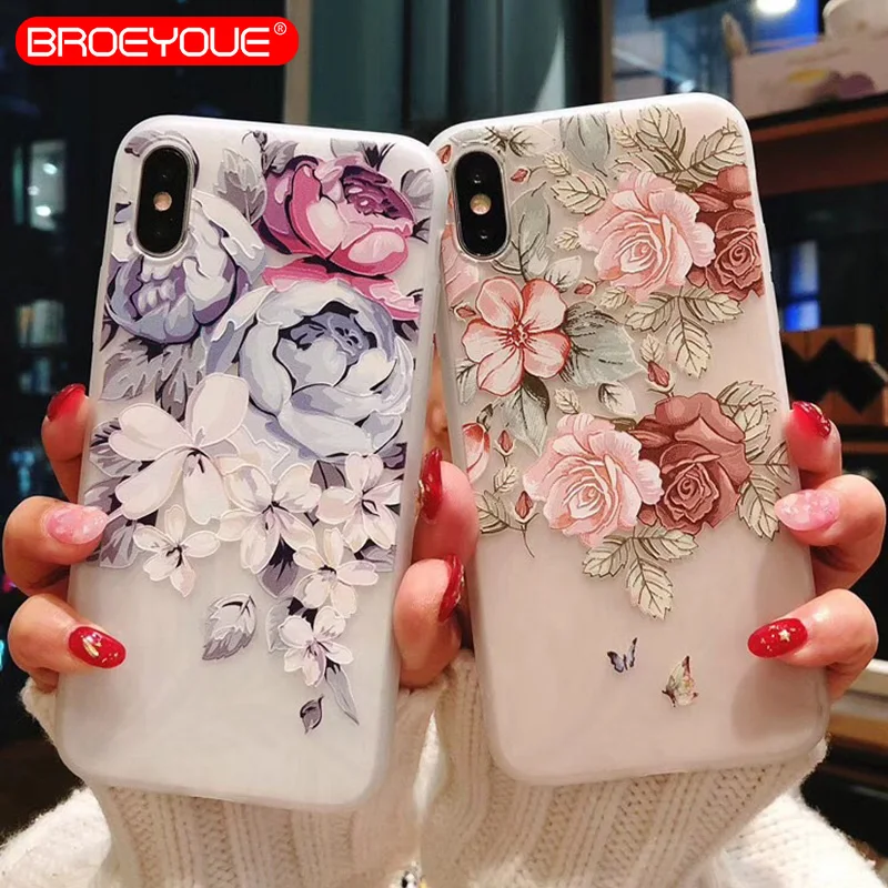 

BROEYOUE Phone Case For Xiaomi Redmi 4X 4A 5A 5 Plus Note 4 5 4X 5A Pro Prime Mi A1 Mi 5X Cases 3D Relief Silicone Floral Cover