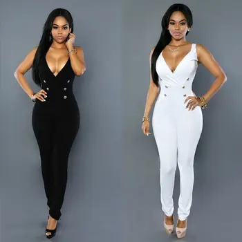 

Women sexy Clubwear Summer Jumpsuits deep V-nek sliming Jumpsuit