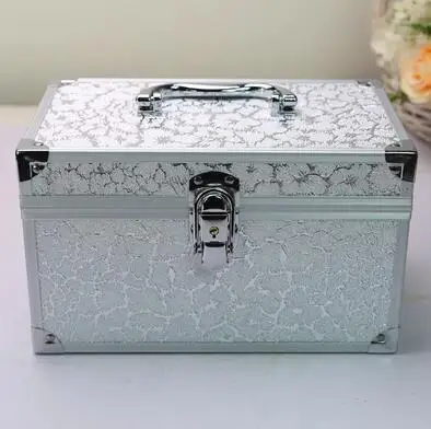 Профессиональный большой емкости алюминиевый сплав косметическая коробка портативный двойной открытый многослойный косметический ящик многофункциональный ящик для инструментов - Цвет: 26cm