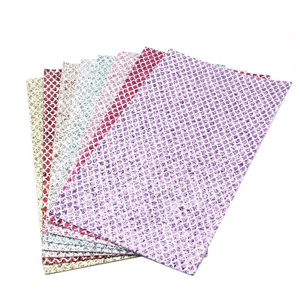 

David accessories 20*34cm glitter Fish scale faux artificial Synthetic leather fabric hair bow diy decoration crafts,1Yc5683