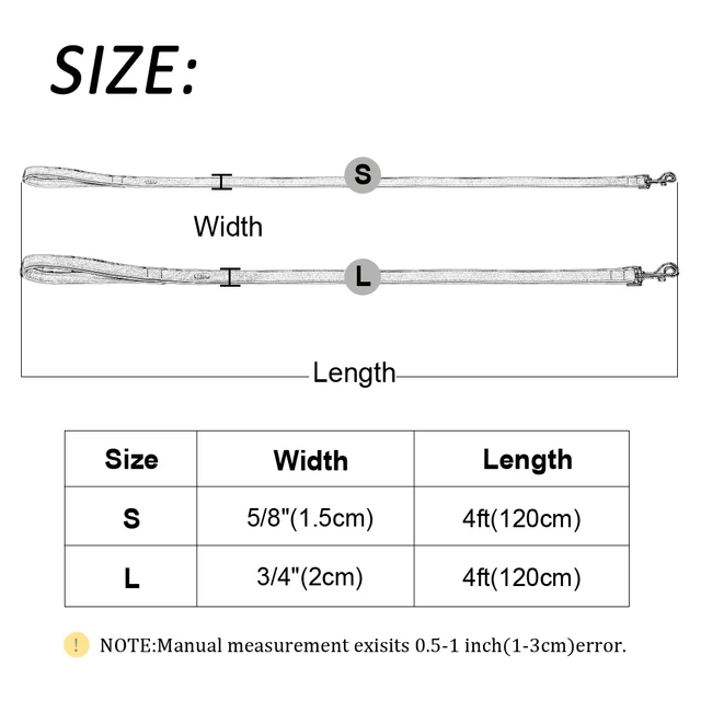 4ft Dog Leash 2 Layer Soft Leather Dog Leash  Pet Dog Walking Training Leads with Padded Handle for Medium Large Dogs Pitbull 6