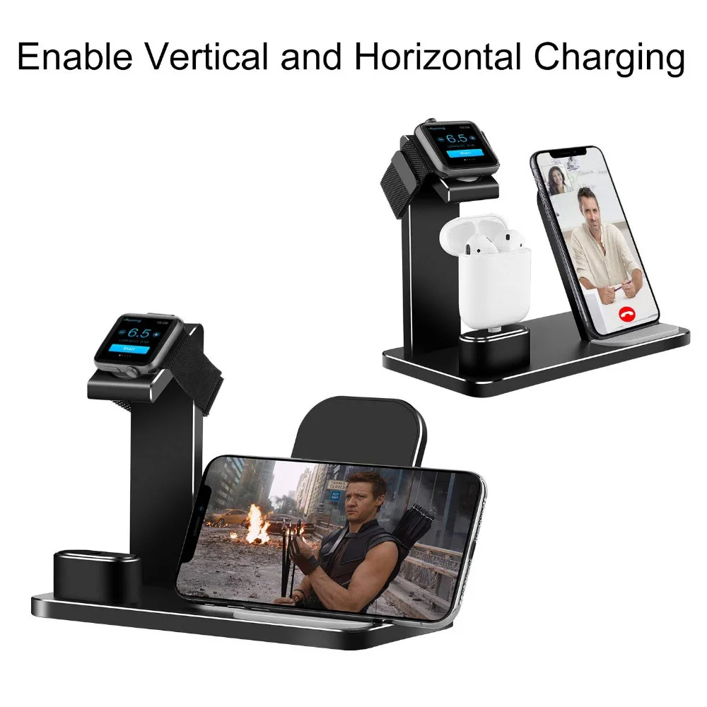 

3 In 1 Charging Dock Station Bracket Cradle Stand Holder Charger For iPhone XR X 8 7 6 Wireless Dock For Apple Watch Charger