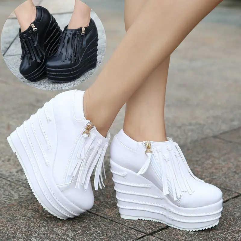 Fashion women 15cm wedges pumps ultra high heels sexy shoes Tassel ...
