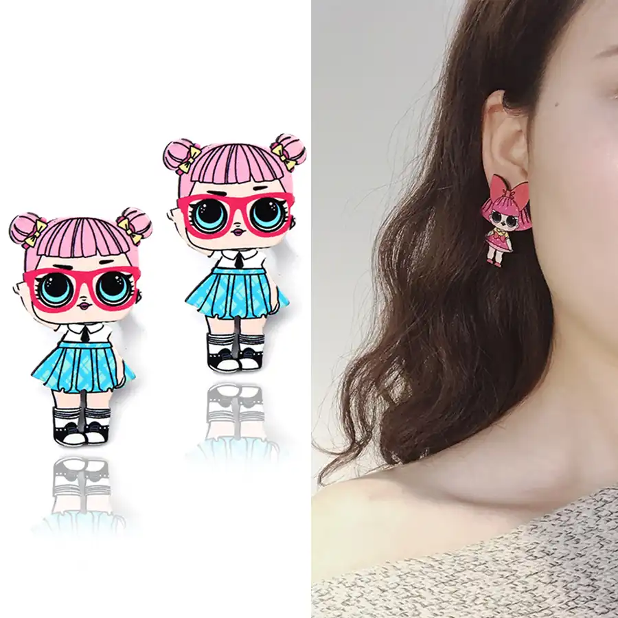 Модные карамельные серьги-гвоздики для девочек, женские серьги с героями мультфильмов, милые аниме-серьги, романтические ушные ювелирные у...
