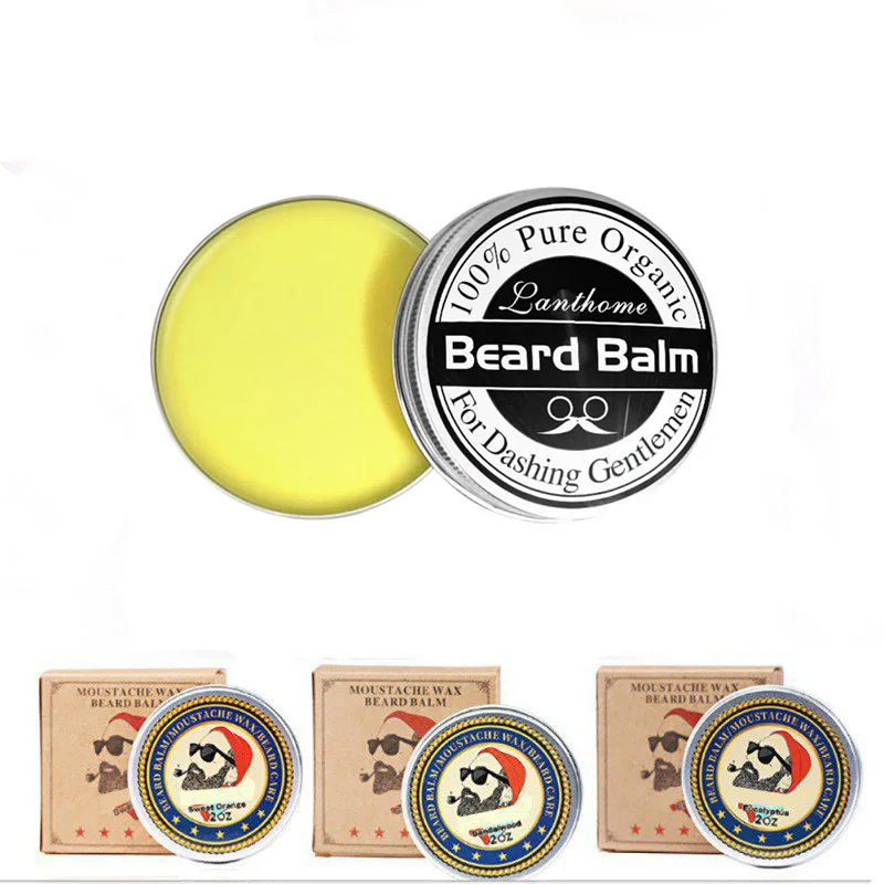 

1PC/set Beard Man Natural Beard Oil Balm Moustache Wax for Styling Beeswax Moisturizing Smoothing Gentlemen Beard care 30g