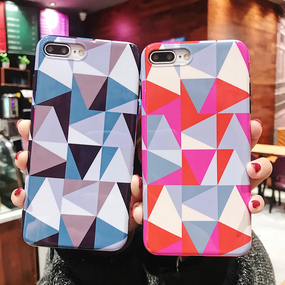 Бесплатная доставка геометрический клетчатый чехол для iPhone XR XS Max X 8 7 Plus 6 S Мягкий