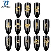 Blueness 500 шт Металлические золотые стеклянные заклепки для ногтей Блестящий металлический скраб дизайн амулеты мульти-формы 3D дизайн ногтей украшения