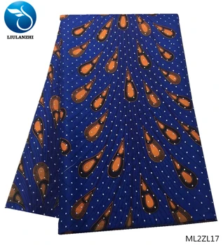 

LIULANZHI polyester wax ghana wax print fabric wax fabric stones 2019 with rhinestones african fabric 6 yards/lot ML2ZL11-19