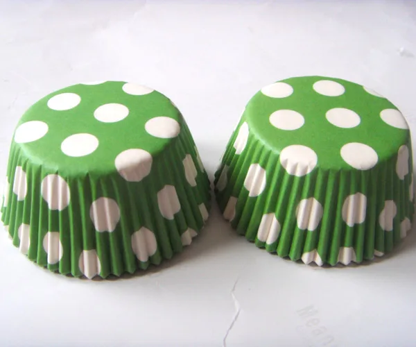 50 шт. бумажные формы для торта в красный горошек, формы для выпечки, кухонные капкейки, чехлы для дня рождения - Цвет: green polka dot