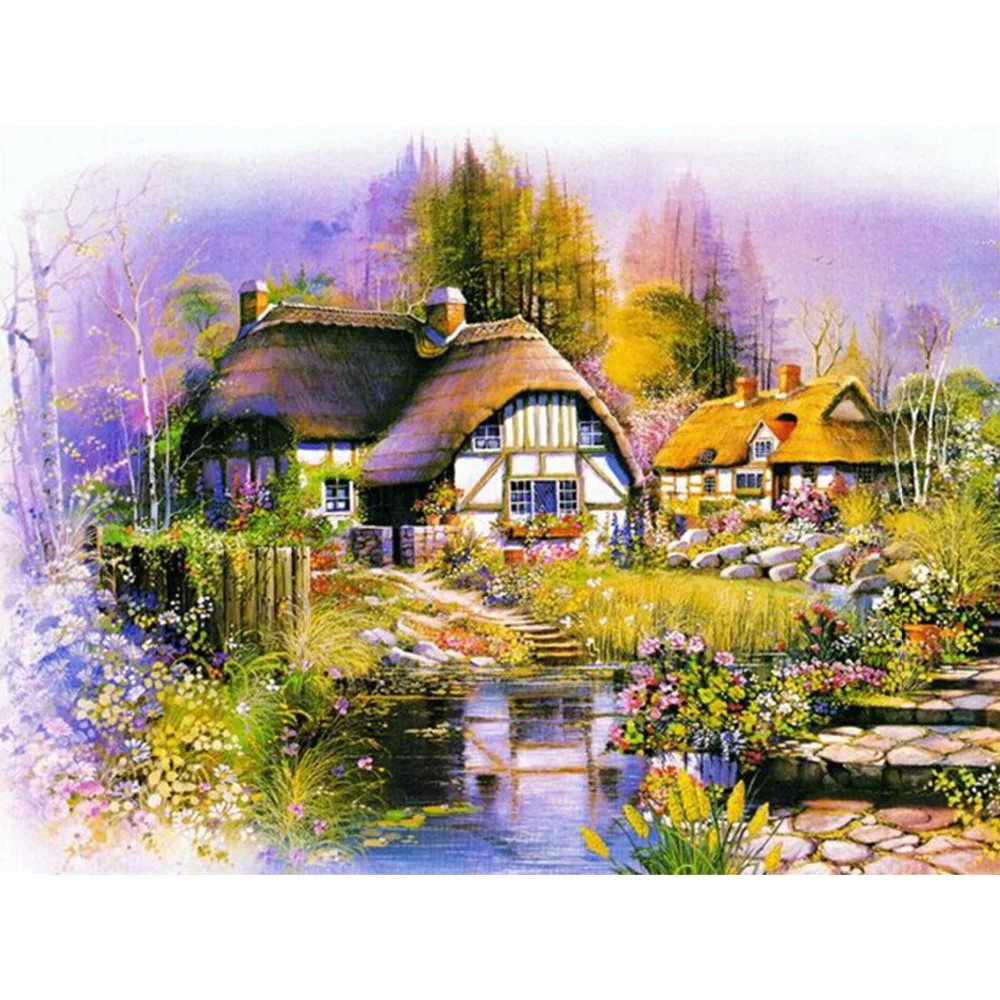 Factory Direct Sales 3D DIY Diamond Painting Country Europe Cabin Full