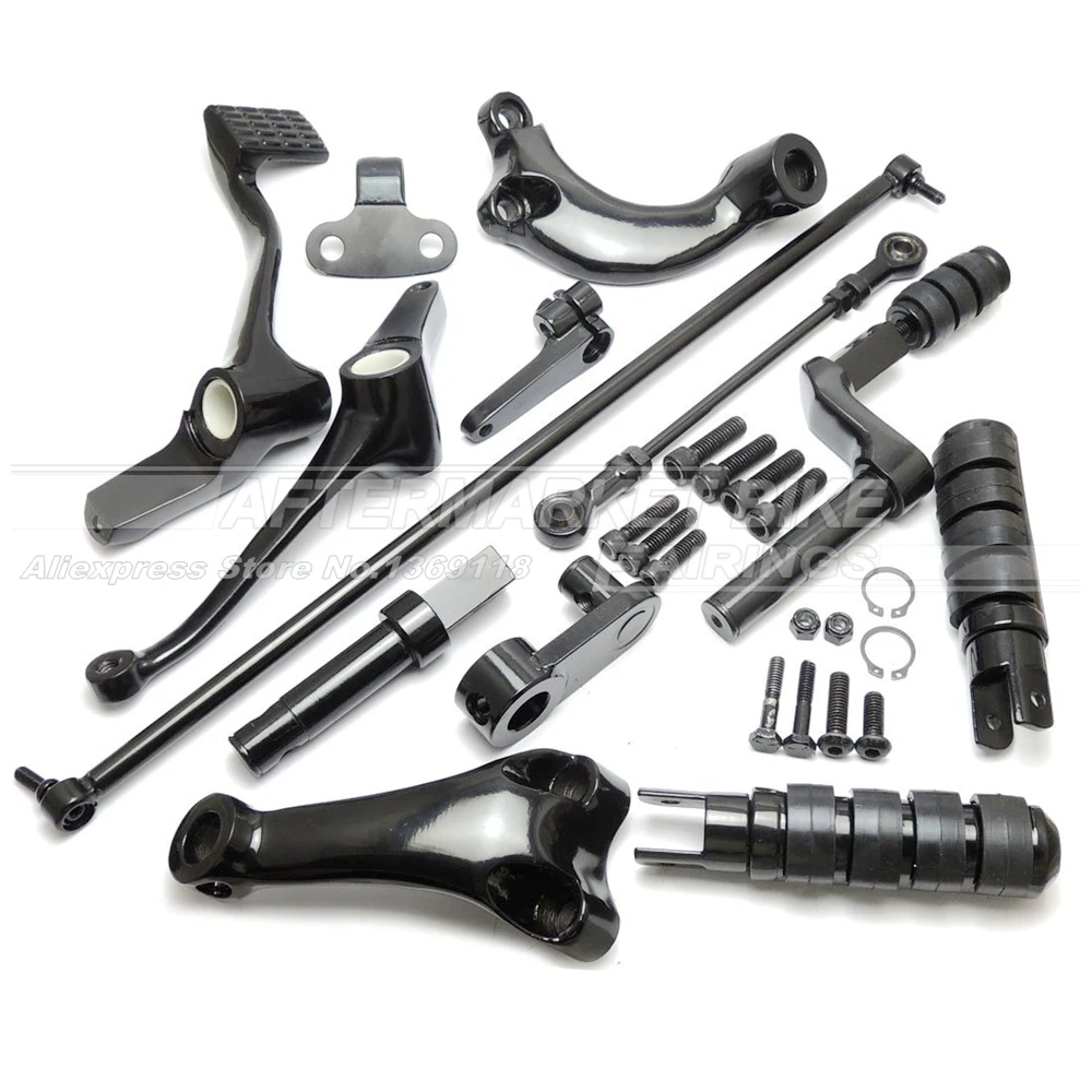 Black Forward Controls Complete Kit with Pegs Levers Linkages for