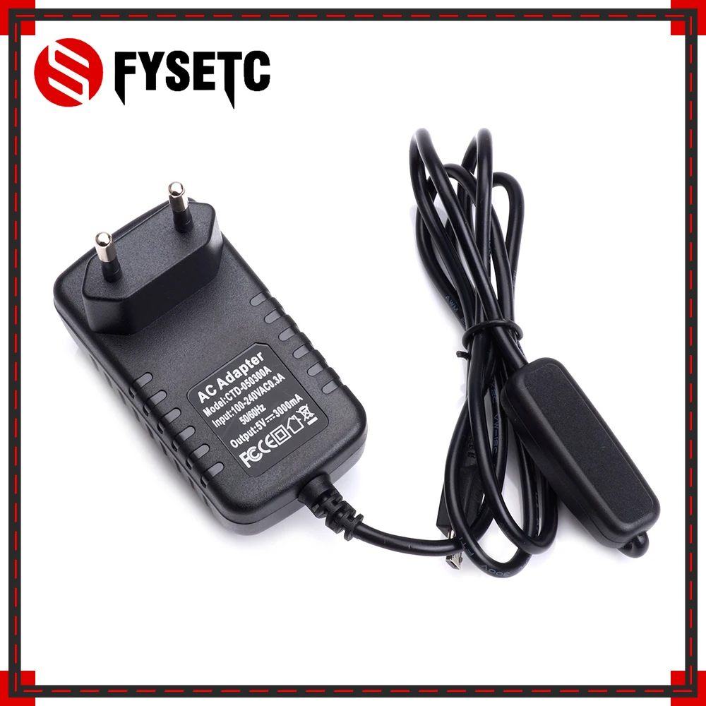 

EU Raspberry Pi 3 B+ Power Supply 5V 3A Switch Button Micro USB Power Charger Adapter Plug for Raspberry Pi 3 Model B+