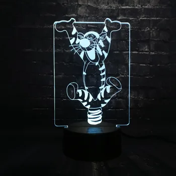 

New 2019 Bounce Tigger USB Base LED Night light Decoration lamp Bedroom Sleep Light 7 Color Change Boy Kid Christmas Gift Toy