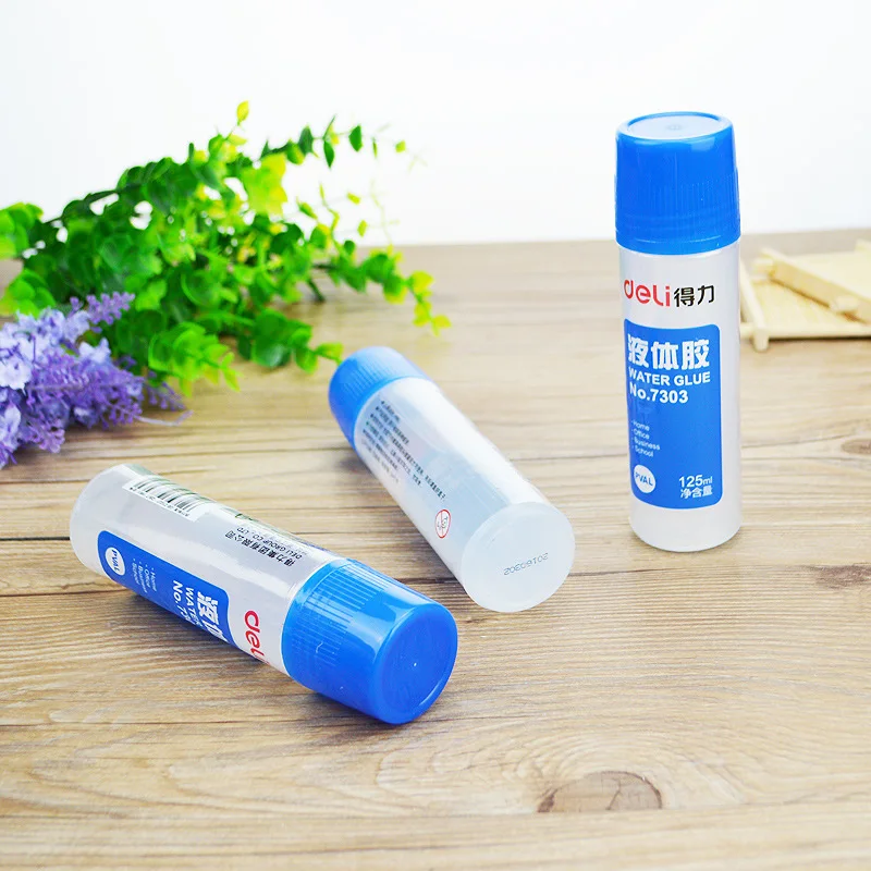 Deli125 ml 대용량 액체 접착제 학생 무독성 PVAL 물 학교 사무실 공급 접착제 문구, 학생 본딩 도구