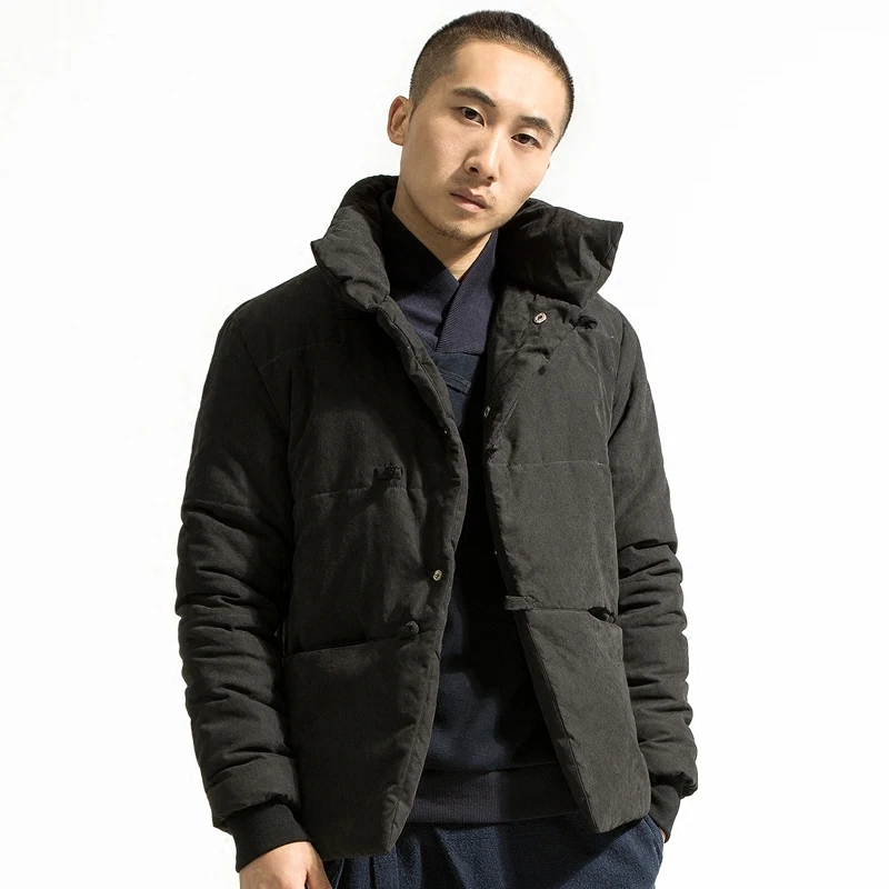 

Xi Feng original Chinese wind season cotton padded collar Pankou men short slim Mens retro coat jacket