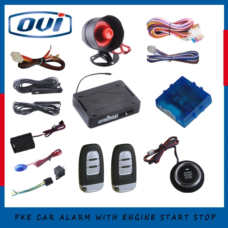 Remote engine start push start button smart PKE car alarm system with