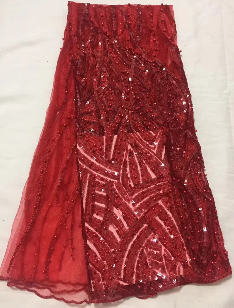(5yards/pc) gorgeous embroidered African sequins French net lace fabric with lots of beads 2018 newest for party dress FLC908 | Дом и сад