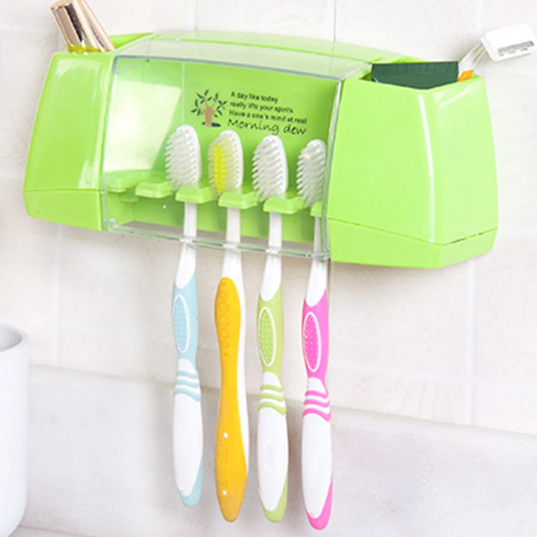 Многофункциональная зубная щетка держатель коробка для хранения 4 цвета Ванная комната Кухня Семья настенный стенд туалетные