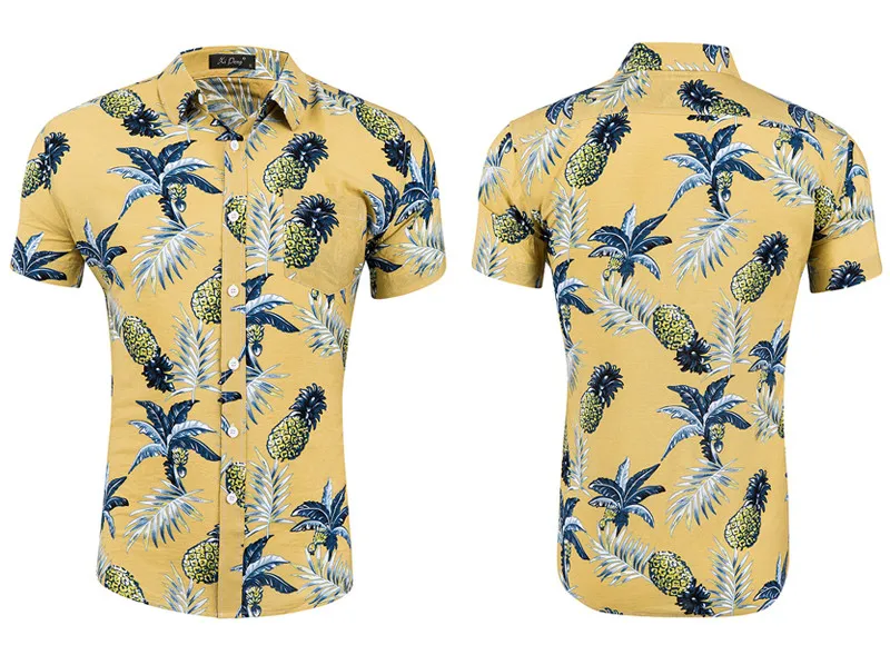 Новое поступление, летняя мужская рубашка для серфинга, Гавайские пляжные футболки с коротким рукавом, быстросохнущая хлопковая рубашка для плавания с цветочным рисунком