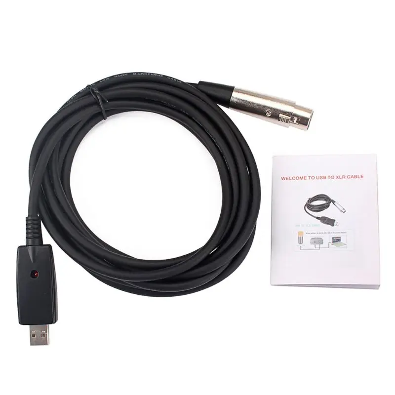 

XLR Female to USB Male 3m 9ft. Black Cable Cord Adapter Microphone Link