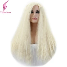 Yiyaobess афро кудрявый парик фронта шнурка Косплей термостойкие синтетические волосы блонд Розовый Черный Красный Длинные парики для женщин