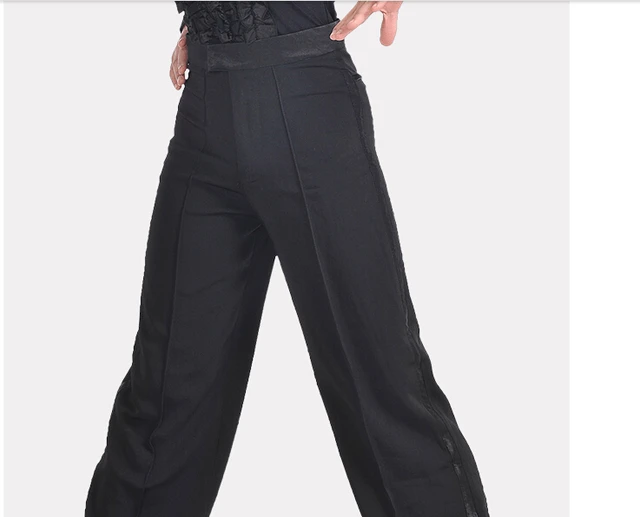 New Arrival Discount On Sale Black Satin Boys or Men Latin Modern Ballroom Performance Dance Pants -