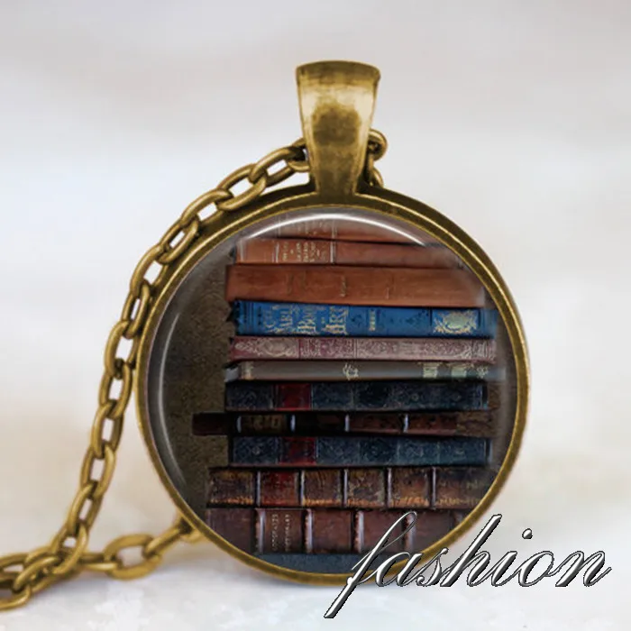 Book stack necklace Books jewelry Book pendant librarian jewelry